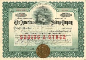 American Salvage Co. - Gorgeous Underwater Vignette - Stock Certificate